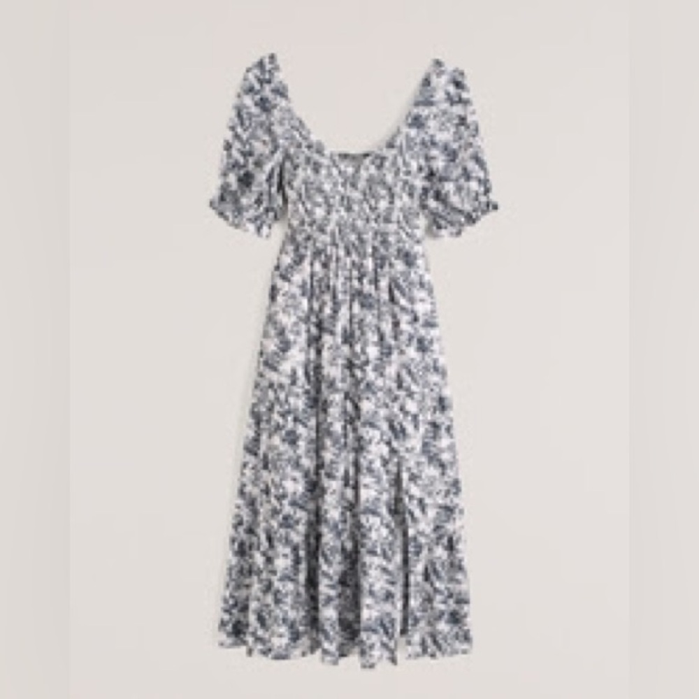 Abercrombie Short-Sleeve Smocked Midi Dress